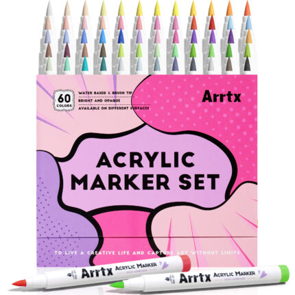 Arrtx Paint Pens 60 Anime Colors Acrylic Marker Brush Tip Art Supplies 60B