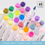 Arrtx Paint Pens 60 Regular Colors Acrylic Marker Brush Tip Art Supplies 60A