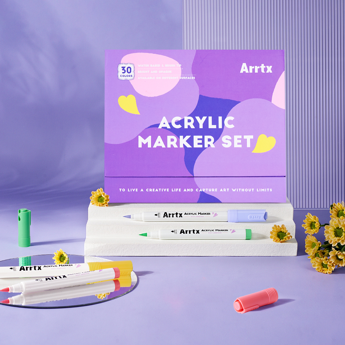 Arrtx 30 Colors Acrylic Paint Pens 30A Acrylic Markers
