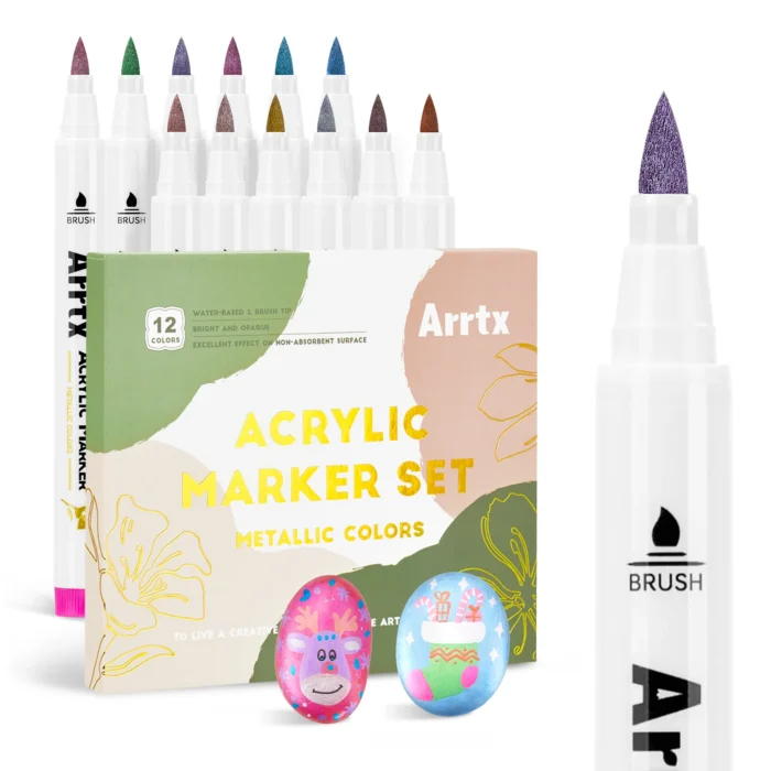 Arrtx-12-Metallic-Colors-Acrylic-Paint-Marker-Brush-Tip-Paint-Pens-India-Arrtx