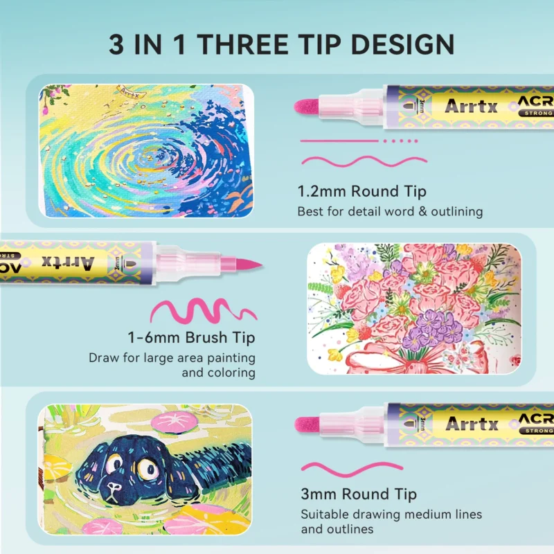Arrtx-72-Colors-Acrylic-Paint-Markers-3mm-Medium-Tip-Valve-Design-India-Arrtx