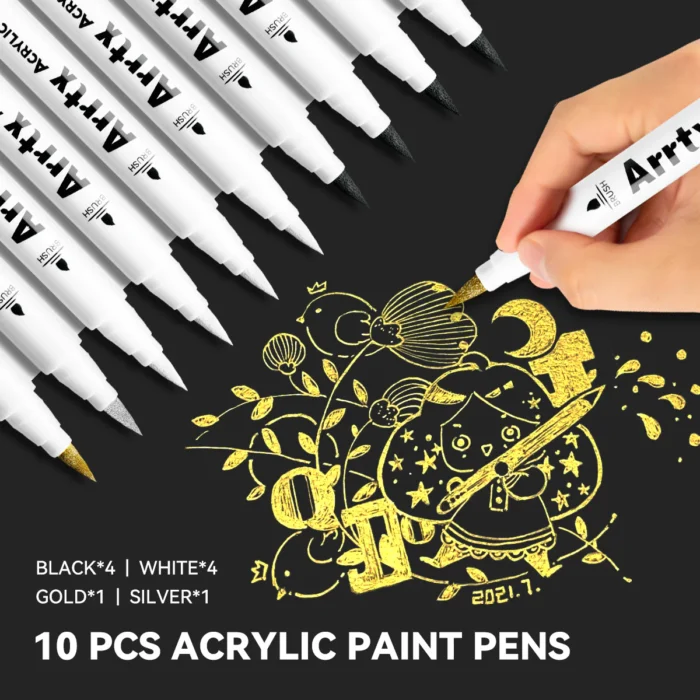 Arrtx-Acrylic-Paint-Pens-10-Pack-Brush-Tip-Paint-Markers-India-Arrtx