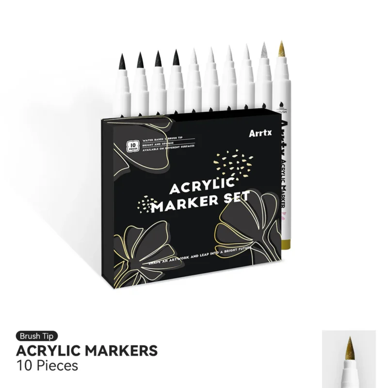 Arrtx-Acrylic-Paint-Pens-10-Pack-Brush-Tip-Paint-Markers-India-Arrtx