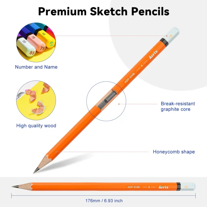 Arrtx-Drawing-Pencils-14-Pcs-4H-8B-Artist-Sketching-Pencils-India-Arrtx
