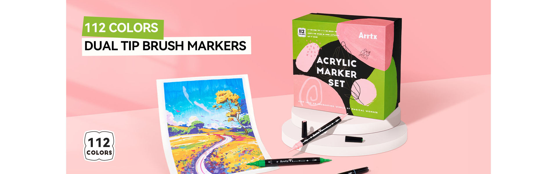 Arrtx 112 Colors Acrylic Paint Markers Dual Tip Paint Pens
