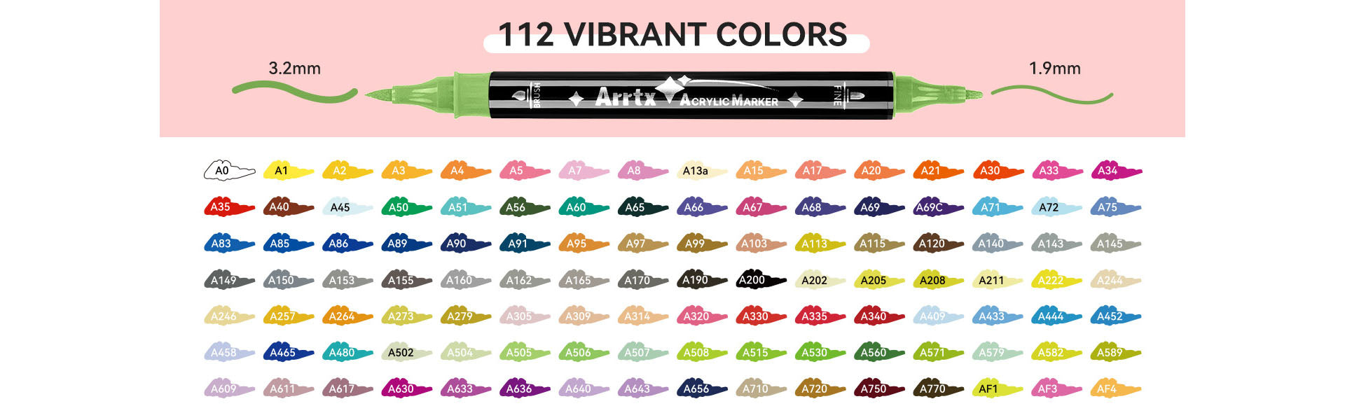 Arrtx 112 Colors Acrylic Paint Markers Dual Tip Paint Pens