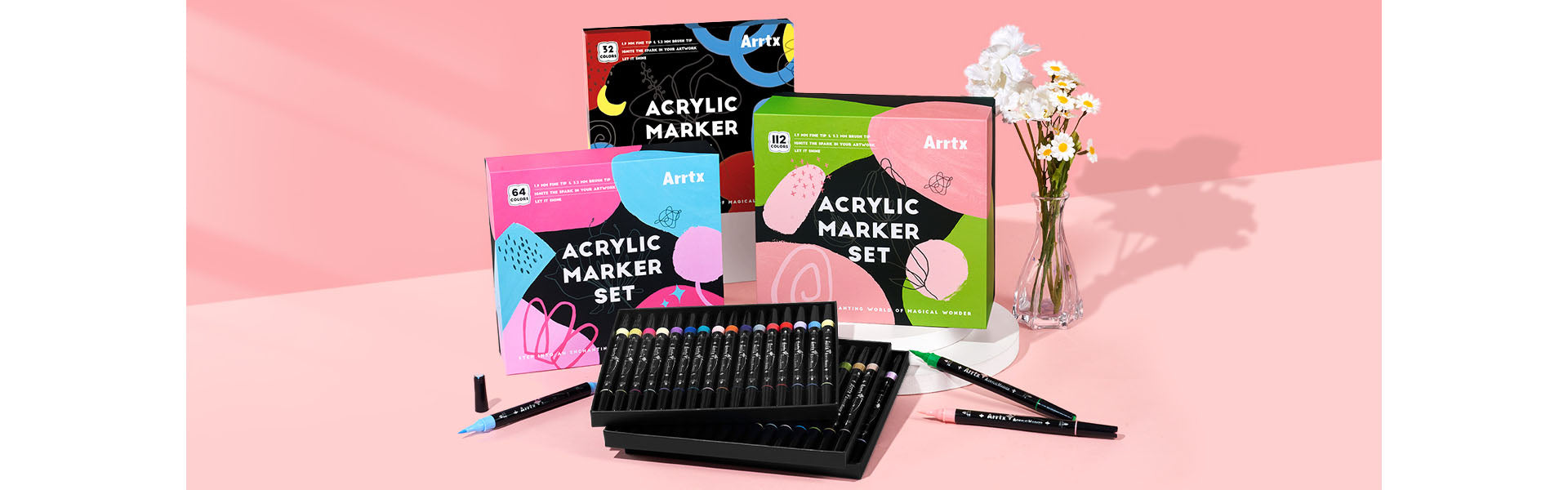 Arrtx 112 Colors Acrylic Paint Markers Dual Tip Paint Pens