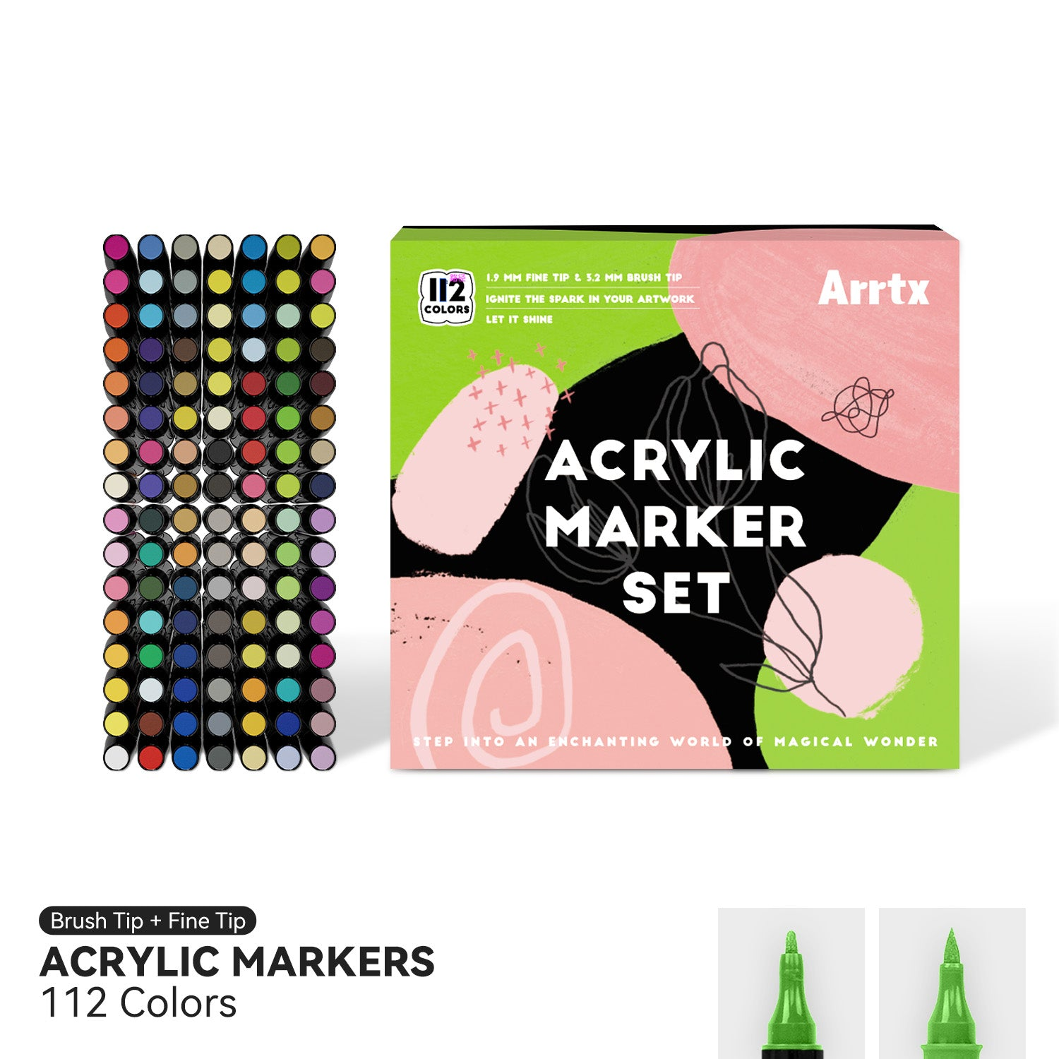 Arrtx 112 Colors Acrylic Paint Markers Dual Tip Paint Pens - tiyana india - PI 1