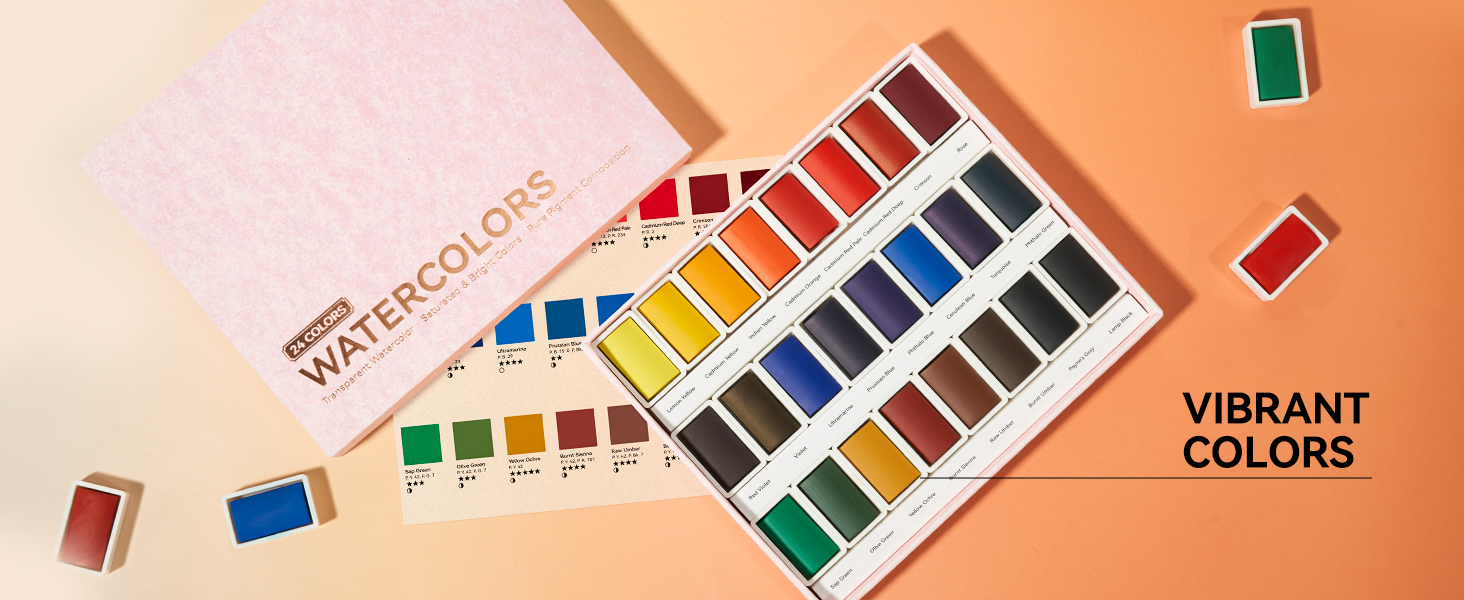 Arrtx 24-Color Solid Watercolor Set