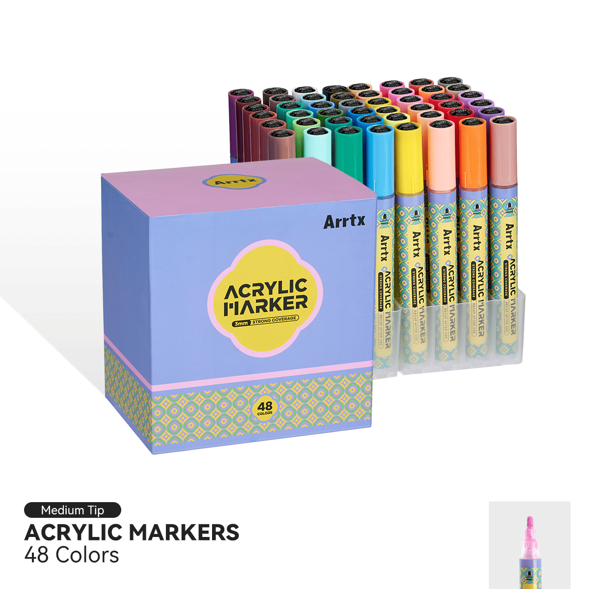 Arrtx 48 Colors Acrylic Paint Markers 3mm Medium Tip Valve Design - arrtx india - PI 1 Arrtx-48-Colors-Acrylic-Paint-Markers-3mm-Medium-Tip-Valve-Design-arrtx