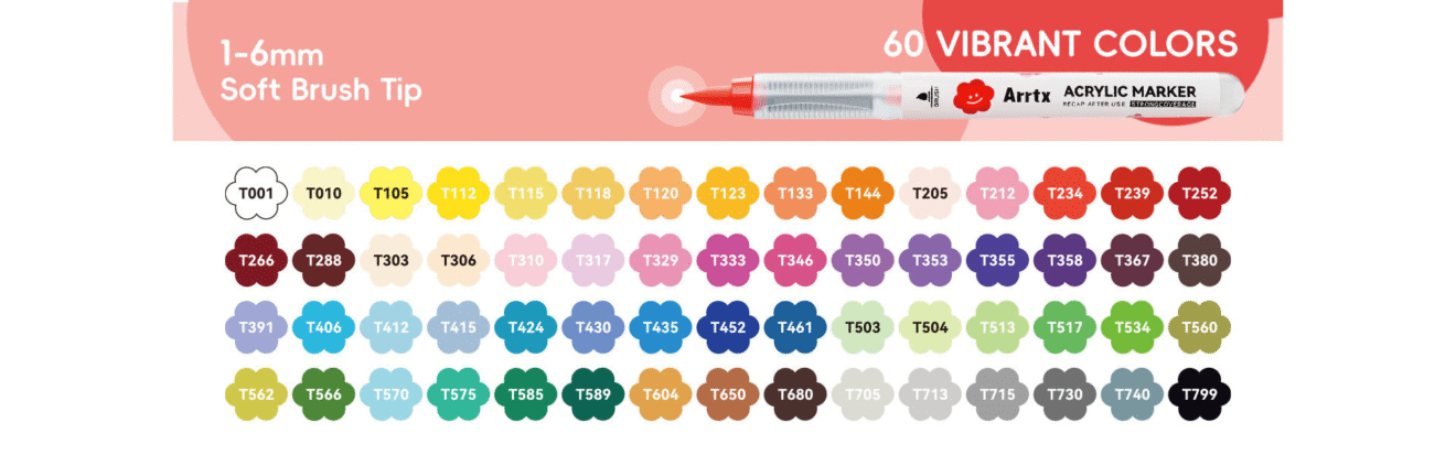Arrtx 60 Colors Acrylic Markers Automatic Ink Control Direct Liquid Ink ...