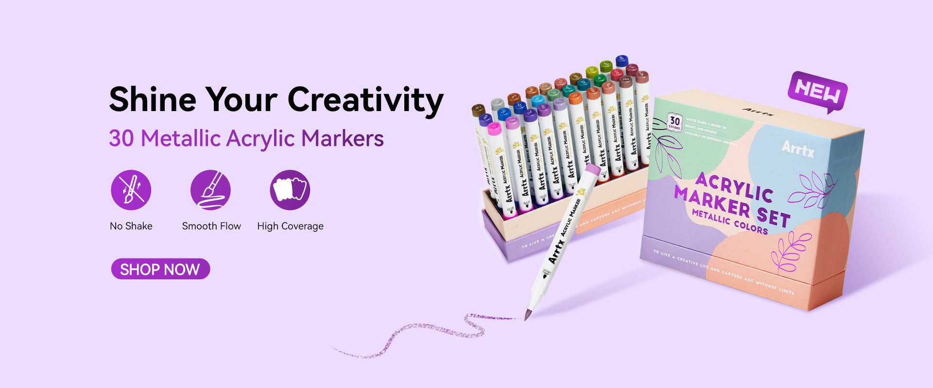 Metallic Acrylic Markers 30 Colors - Arrtx India