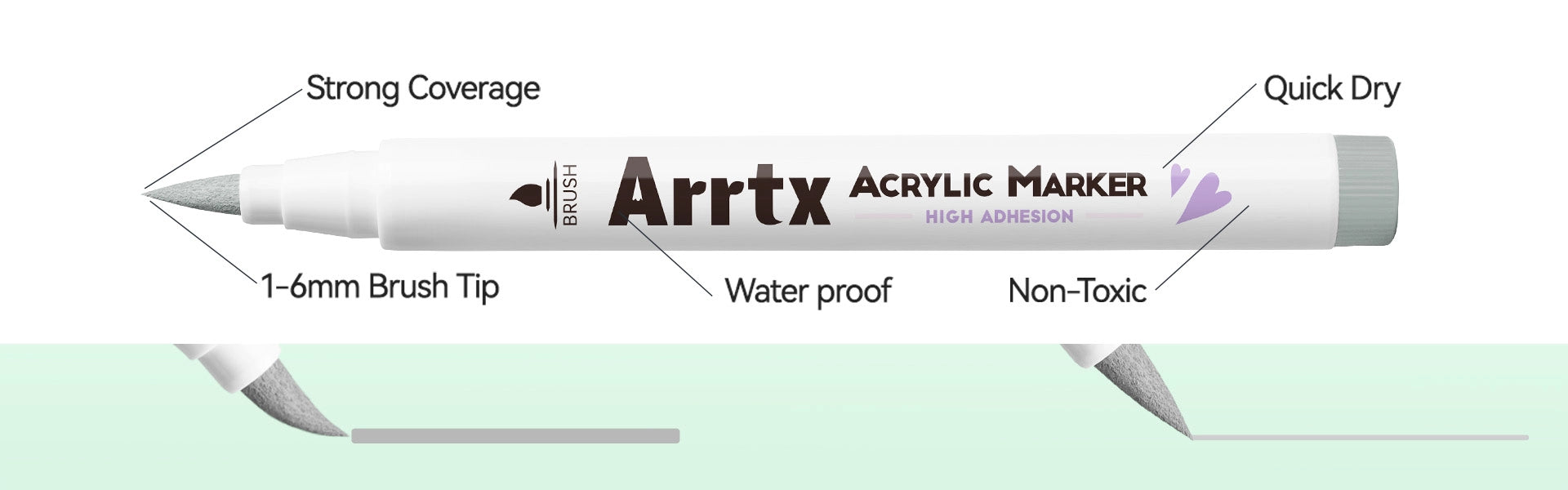 Arrtx 30E Grey Tone Colors Brush Tip Acrylic Paint Markers