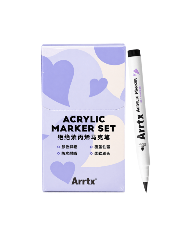 Arrtx Acrylic Marker Single Color Black (10pcs Set)